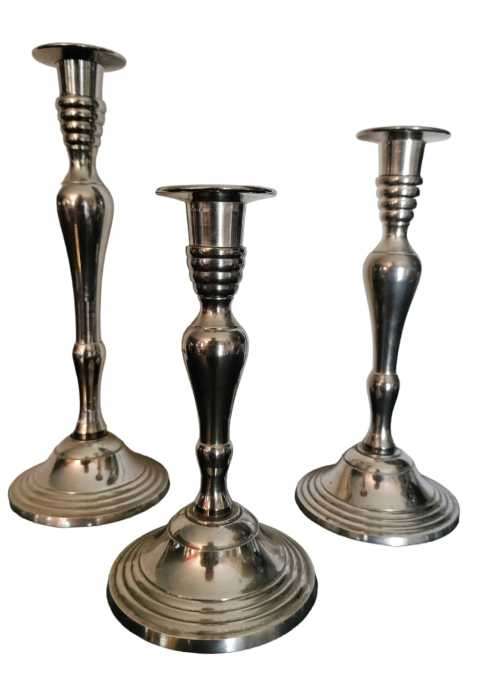 Trio of Silver plated candle holders