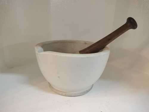 Victorian Style Mortar and Pestle, English, Ceramic, Apothecary, Cookery Tool R1250 H 12cm x L 20cm
