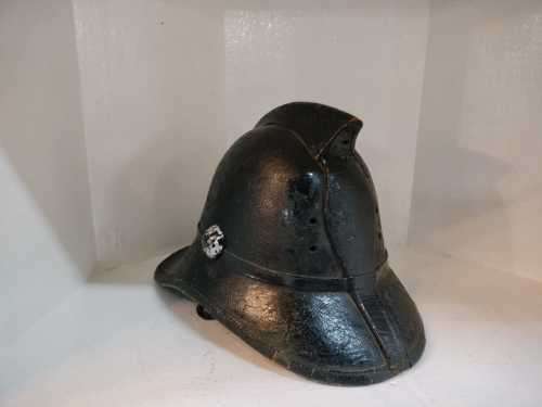 19th century Scottish leather fire helmet