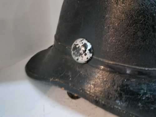 19th century Scottish leather fire helmet