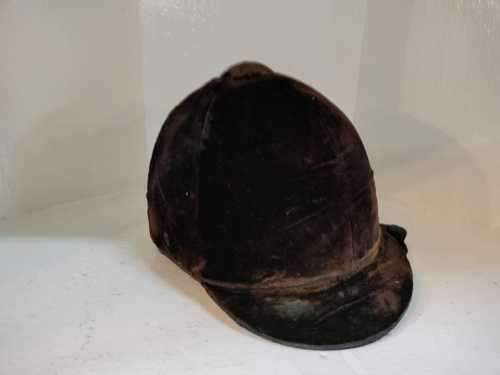 Vintage Equestrian Riding Hat Helmet Brown Velvet