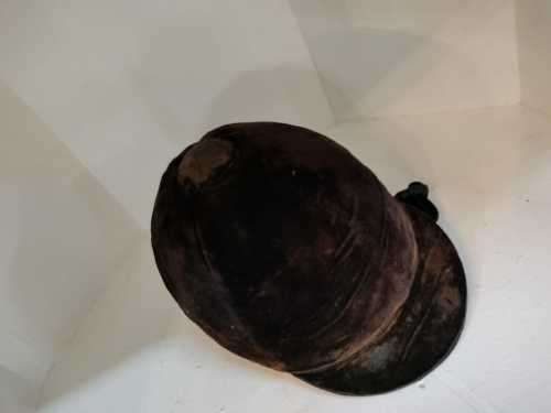 Vintage Equestrian Riding Hat Helmet Brown Velvet
