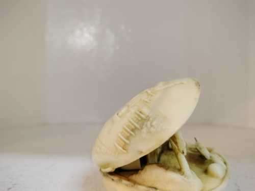 Japanese celluloid clams shell diorama carved water wheel