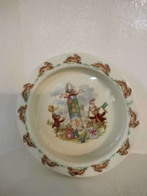 Royal Doulton Bunnykins Bowl Dancing Bunnies Rocket Ship 1936 Fine Bone China