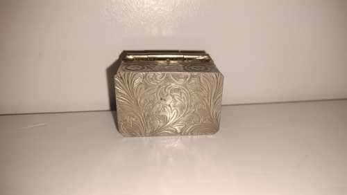 Vintage Micro Floral PILL BOX Made in Italy, Gold Tone, Trinket Box