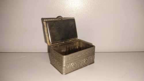 Vintage Micro Floral PILL BOX Made in Italy, Gold Tone, Trinket Box