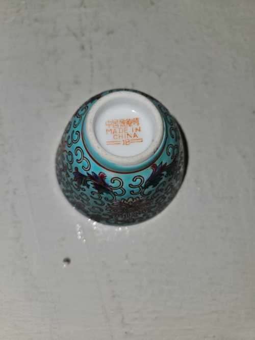 Chinese Wan Shou Longevity Pattern Turquoise Porcelain Serving Sauce Bowls