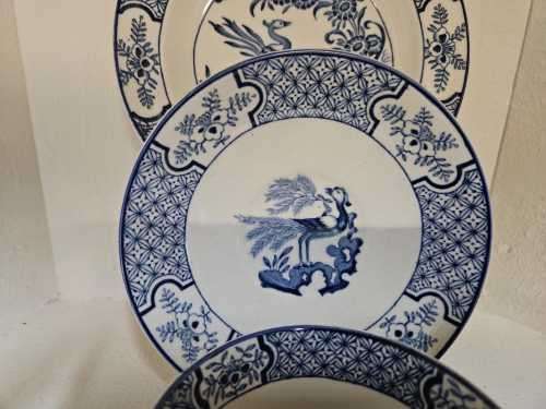 Antique Yuan blue and white china teacup and saucer & Side Plate set by Wood and Sons