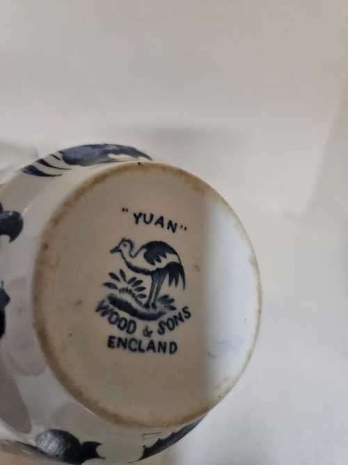 Antique Yuan blue and white china Creamer & Sugar bowl by Wood and Sons