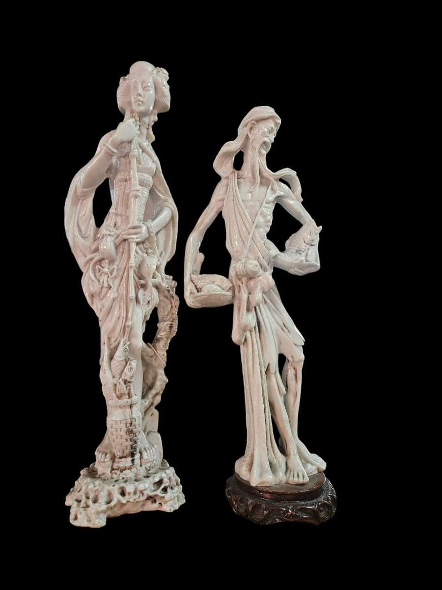 Carved Oriental Villager Figurines