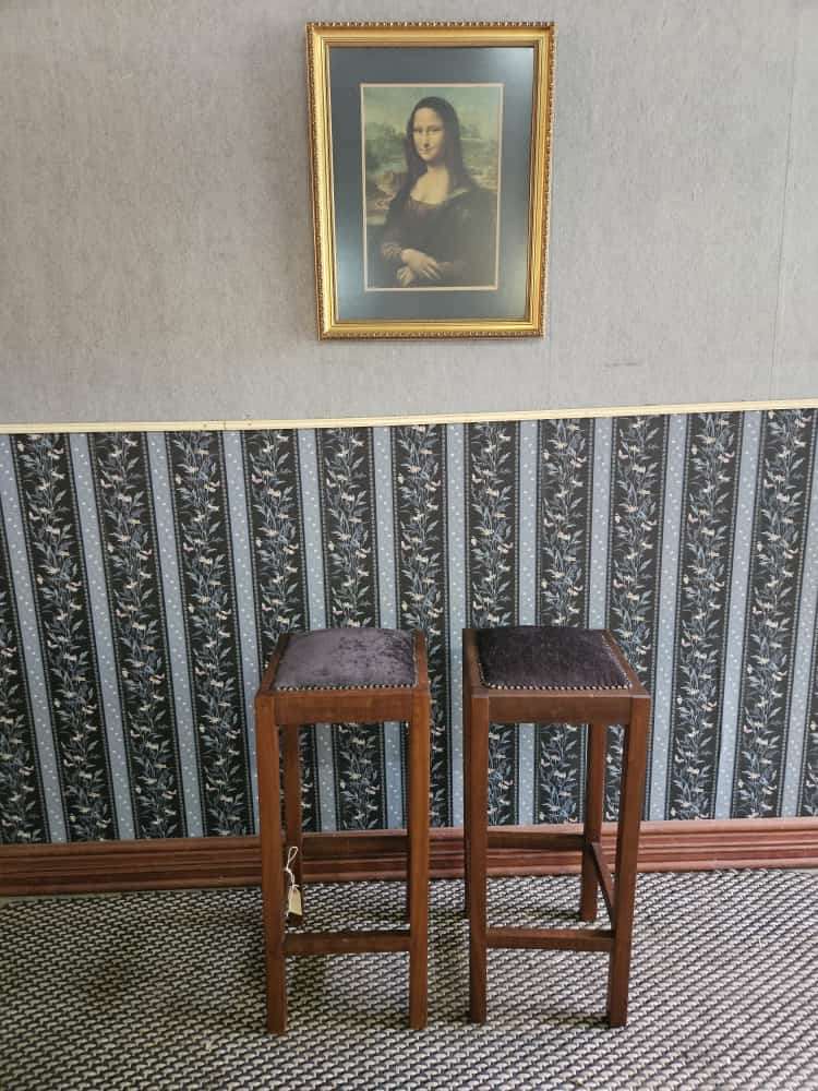 Pair of solid wood vintage bar chairs 76x33x33cm