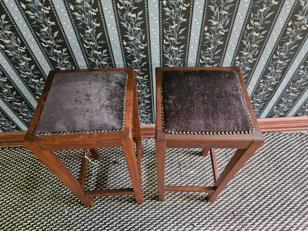 Pair of solid wood vintage bar chairs 76x33x33cm