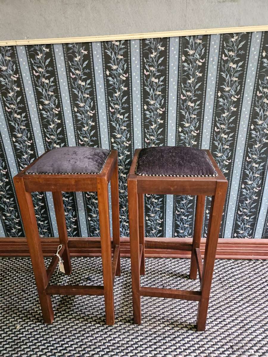 Pair of solid wood vintage bar chairs 76x33x33cm