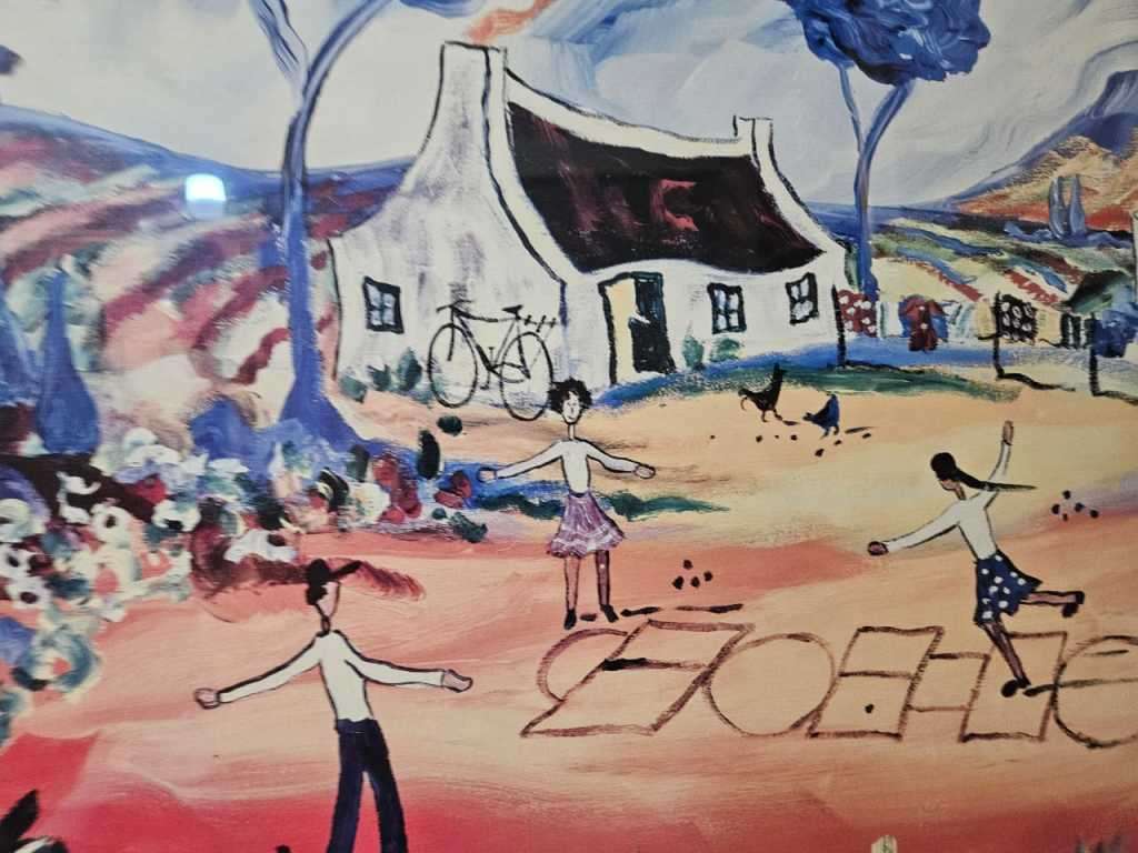 Framed Porchie Print behind glass R1450 H 83m x L 89cm