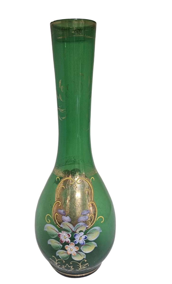Stunning 20cm Bohemian Czech glass bud vase, perfect for adding a touch of vintage charm