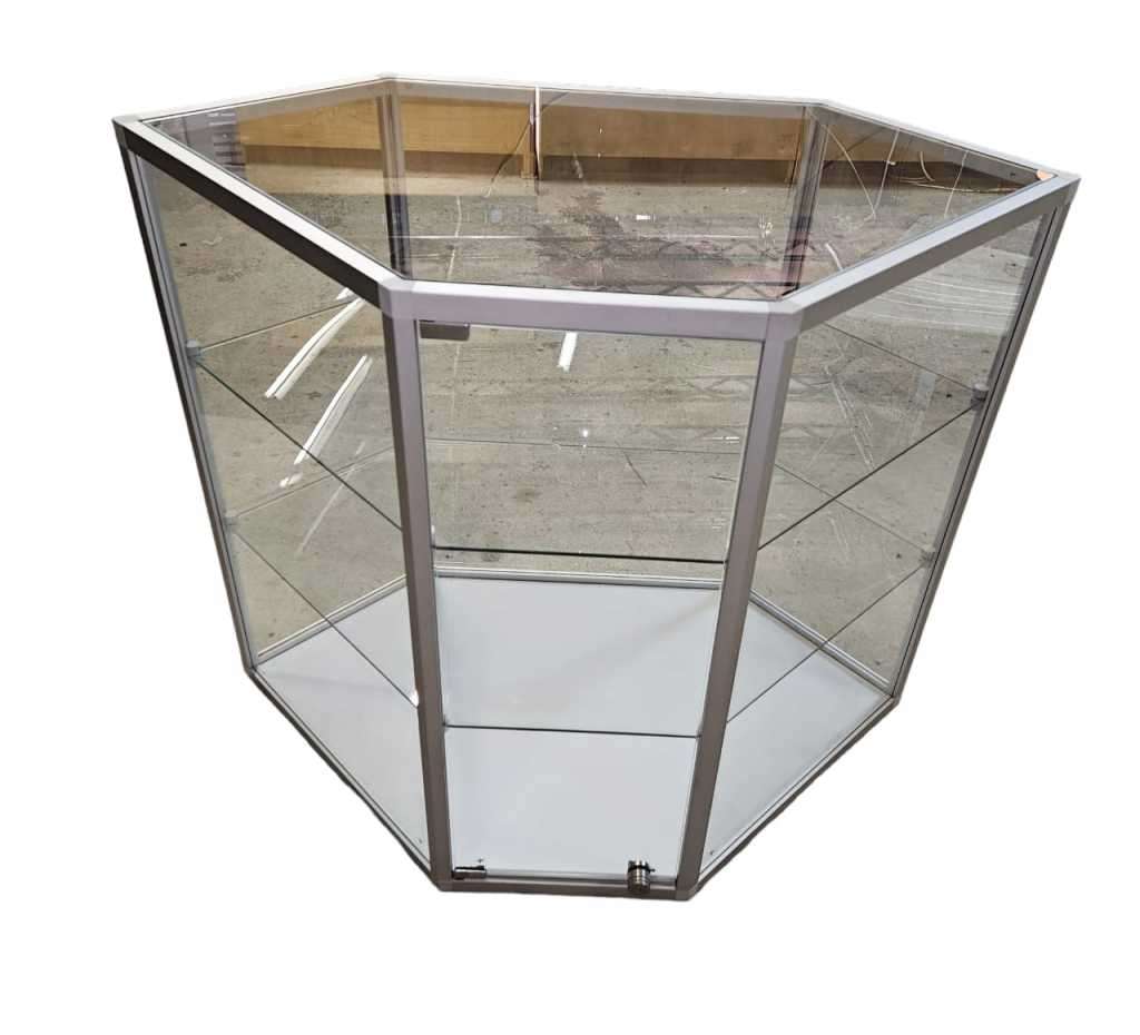 Hexagonal corner cabinet Showcase -Display - Cabinet - Counter Shelving  with Aluminum Frame