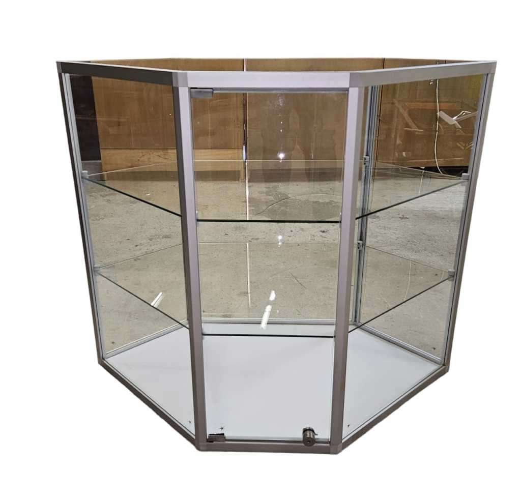 Hexagonal corner cabinet Showcase -Display - Cabinet - Counter Shelving  with Aluminum Frame