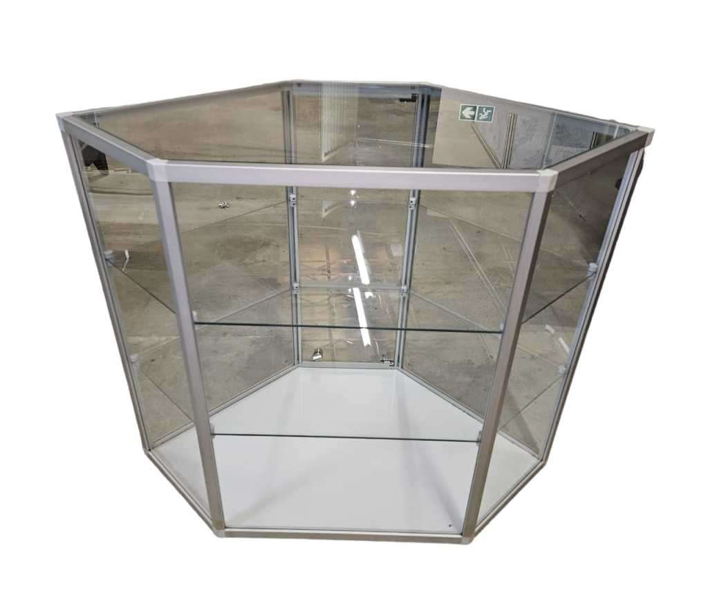 Hexagonal corner cabinet Showcase -Display - Cabinet - Counter Shelving  with Aluminum Frame