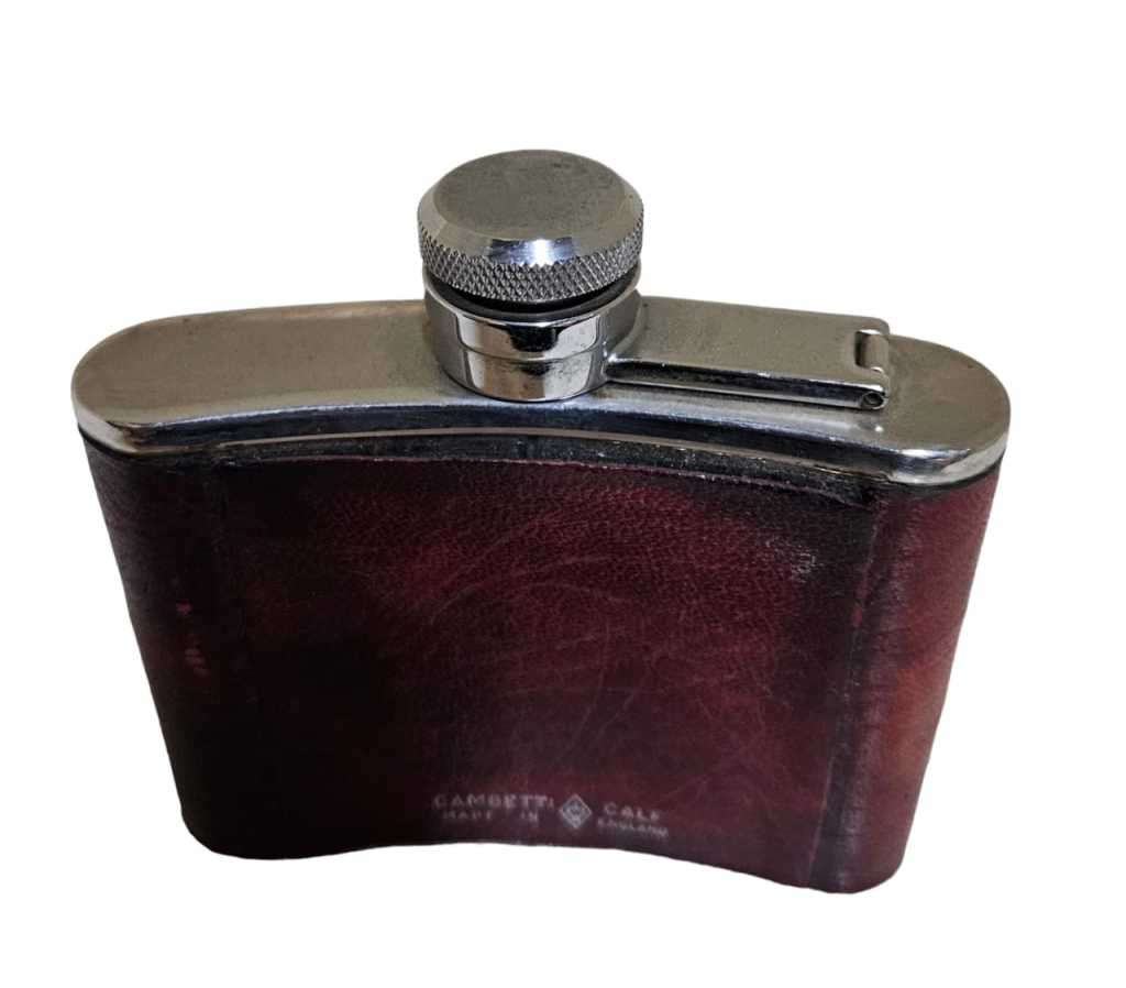 Vintage Small Hipflask. Gambetti Calf. Gift for her / him. Pocket Hip Flask. Handbag Hip Flask