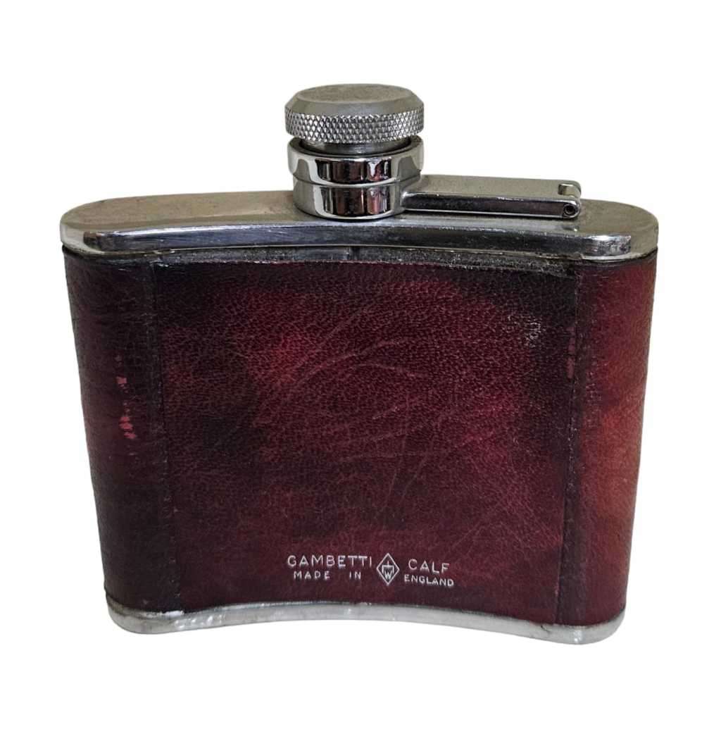 Vintage Small Hipflask. Gambetti Calf. Gift for her / him. Pocket Hip Flask. Handbag Hip Flask