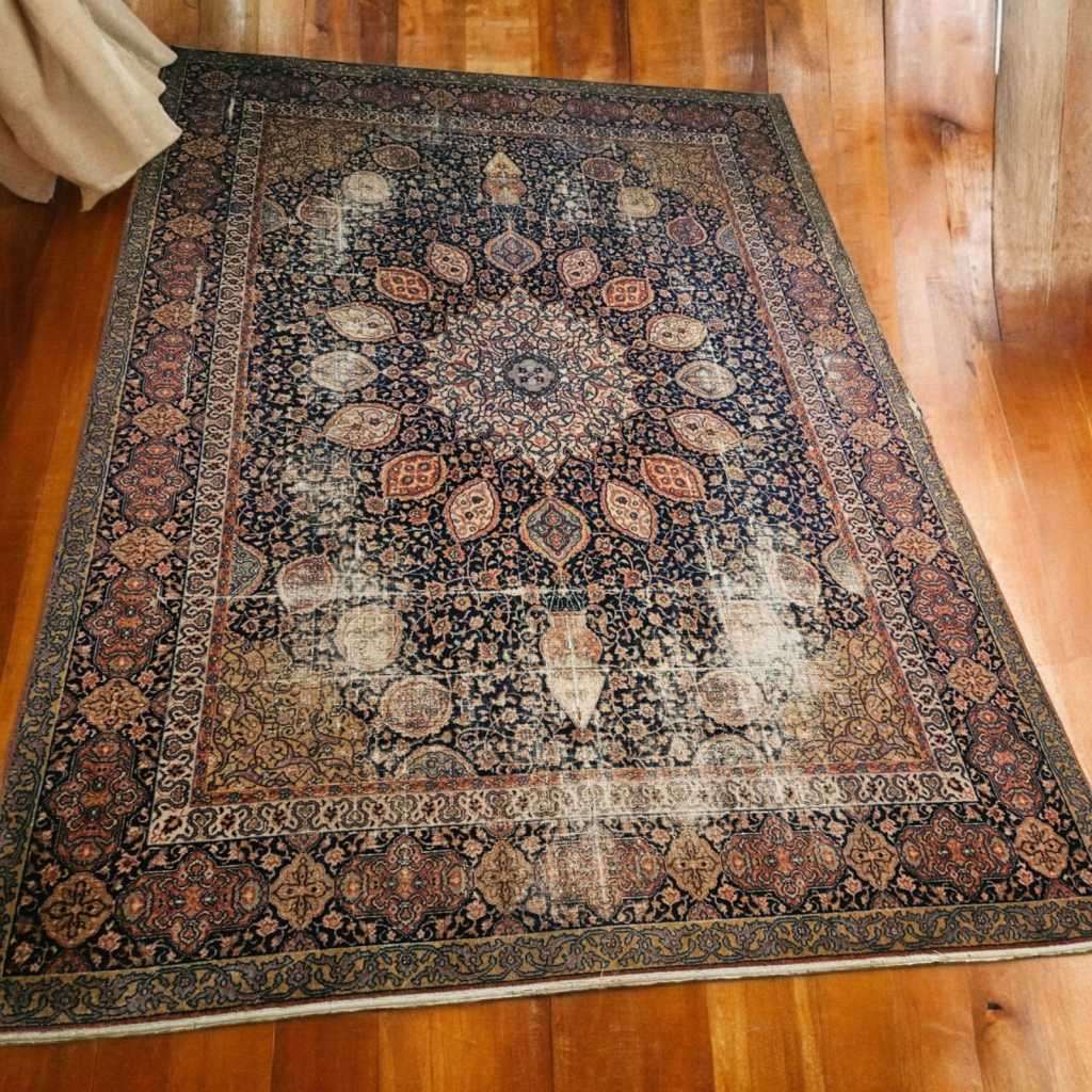 Add some vintage charm to your home with our very large worn Persian style machine-made carpet