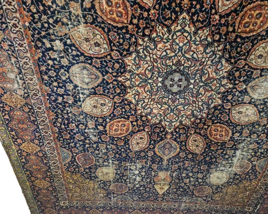 Add some vintage charm to your home with our very large worn Persian style machine-made carpet