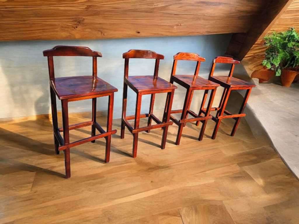 Enhance your home bar with this exquisite Set of 4 Rhodesian Teak Bar Chairs