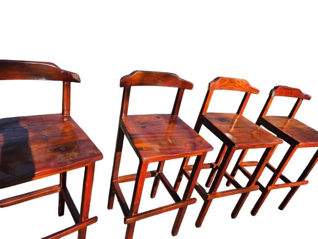 Enhance your home bar with this exquisite Set of 4 Rhodesian Teak Bar Chairs