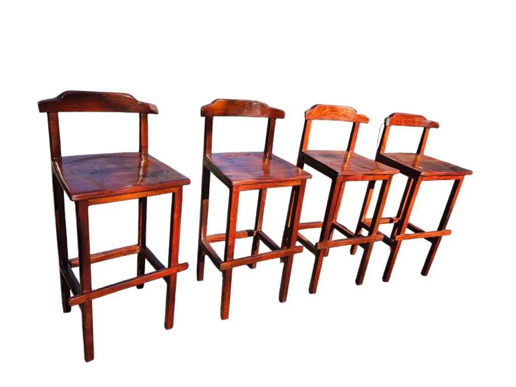 Enhance your home bar with this exquisite Set of 4 Rhodesian Teak Bar Chairs