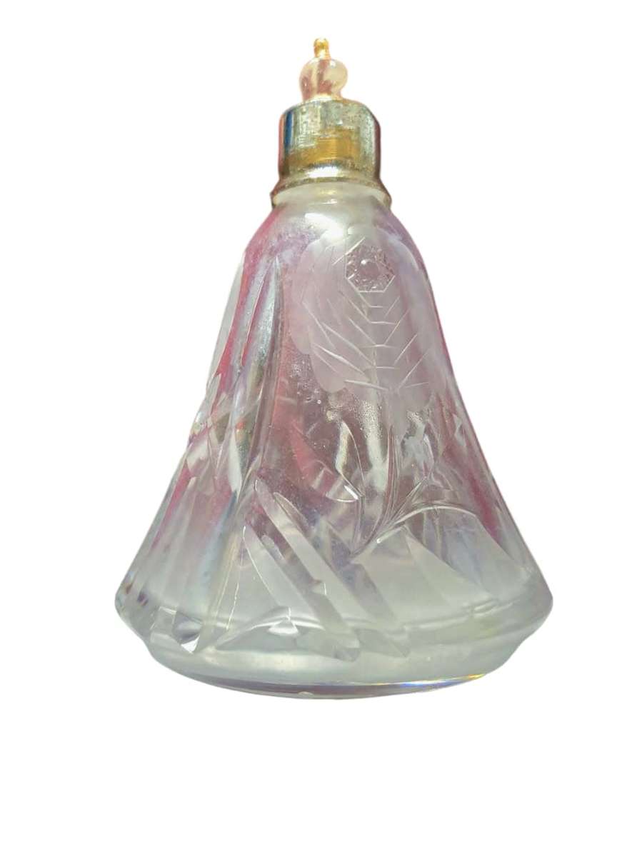 Antique Cut Crystal Perfume Bottle, measuring at 14x9x9cm