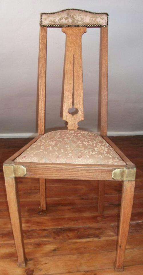 Beatifull Oak Chair with Brass Finish