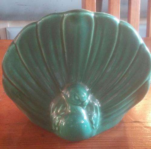 Green Ceramic Peacock Vase