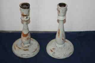 Two beautifull wooden  shabby chic candle holder