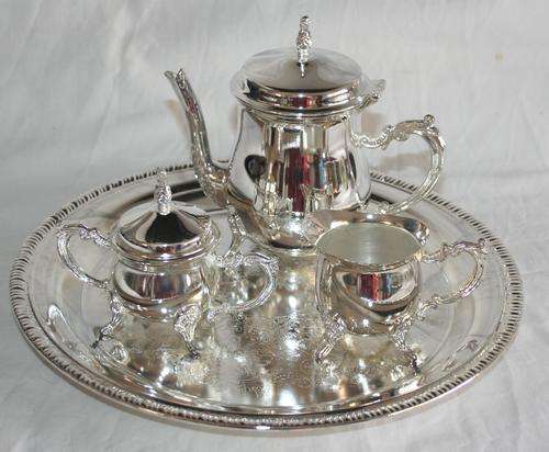 SUPERB SILVER PLATED FOUR PIECE COFFEE SET LOOK BRAND NEW
