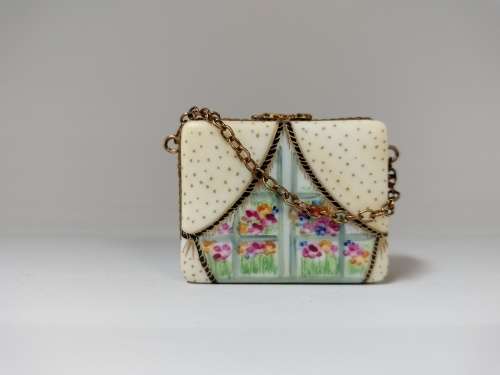 Floral Limoge Peint Mein Purse Trinket Box
