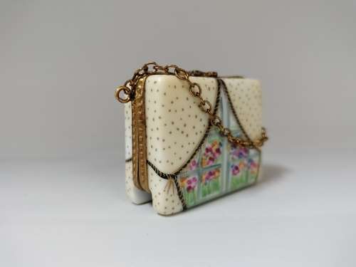 Floral Limoge Peint Mein Purse Trinket Box