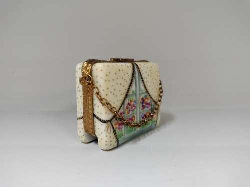 Floral Limoge Peint Mein Purse Trinket Box