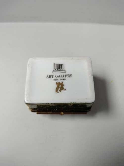 Limoge Hand Painted Green Pill Box