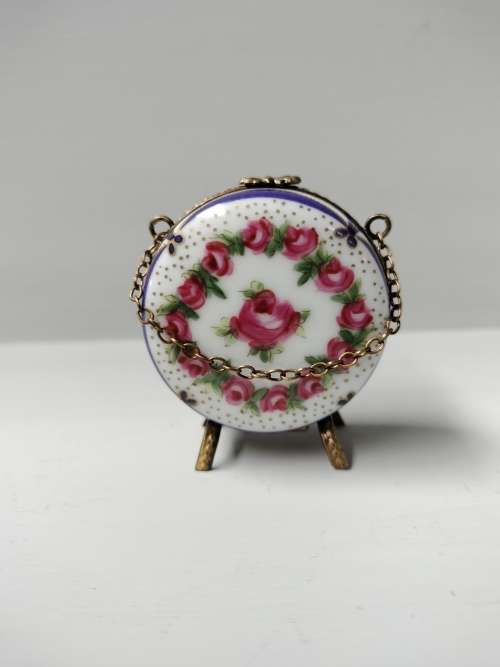 Footed French Limoge Blue Trinket Box