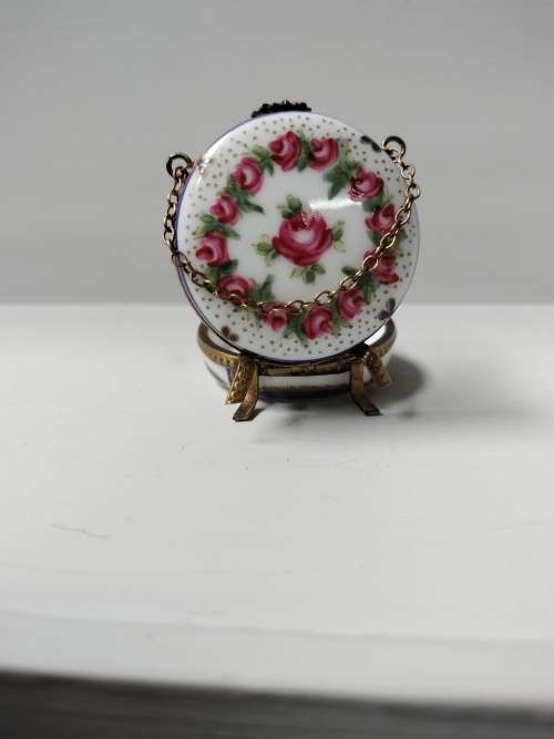 Footed French Limoge Blue Trinket Box