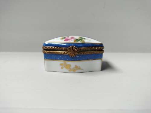 Vintage French Limoge Peint Mein Blue Trinket Box