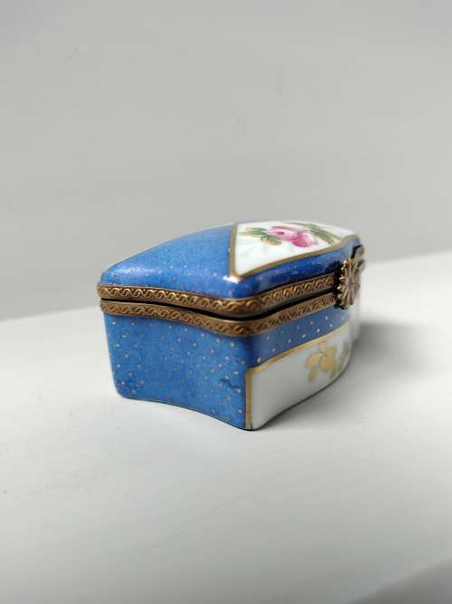 Vintage French Limoge Peint Mein Blue Trinket Box