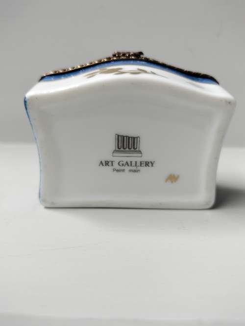 Vintage French Limoge Peint Mein Blue Trinket Box