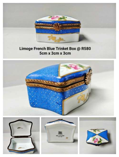 Vintage French Limoge Peint Mein Blue Trinket Box