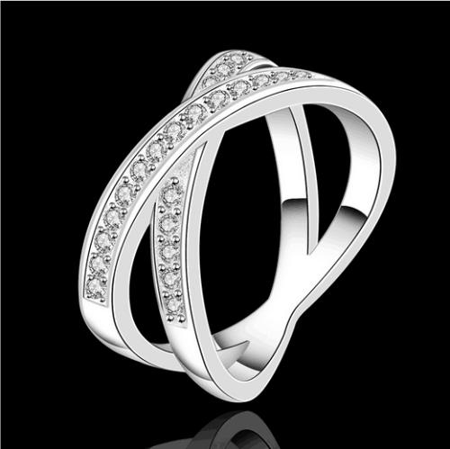 Silver Plated Rhinestone Infinity Ring