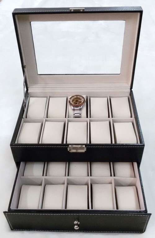 New Luxury Leather Watch 20 Grid / Slot Box Storage Display Watch Case