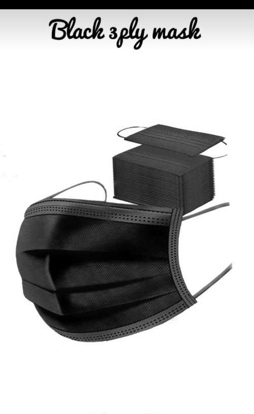 3 PLY BLACK DISPOSABLE FACE MASK (50)