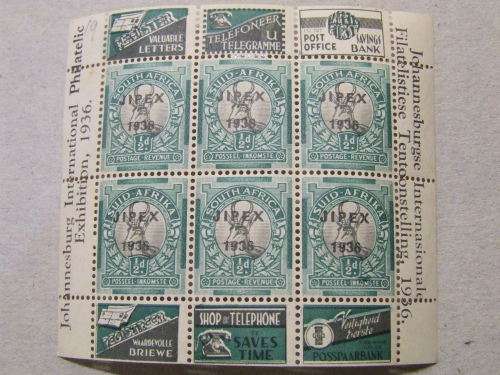 SA 1936: JOHANNESBURG INTERNATIONAL PHILATELIC EXHIBITION (JIPEX) 1/2d SHEETLET OF 6 MNH
