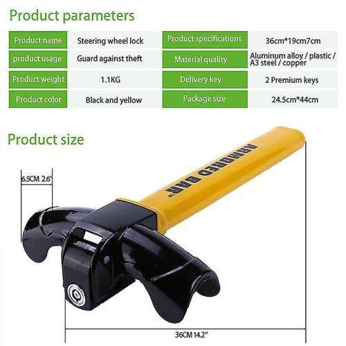 Universal Armored Anti-Theft Car Steering Wheel Lock *** STOCK CLEARANCE****