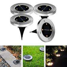 4PCS Solar Powered 8 LED Ground Light For Borders Driveway Pathways
